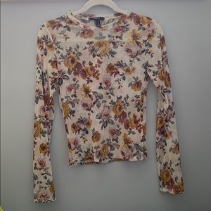Sheer long sleeve floral top